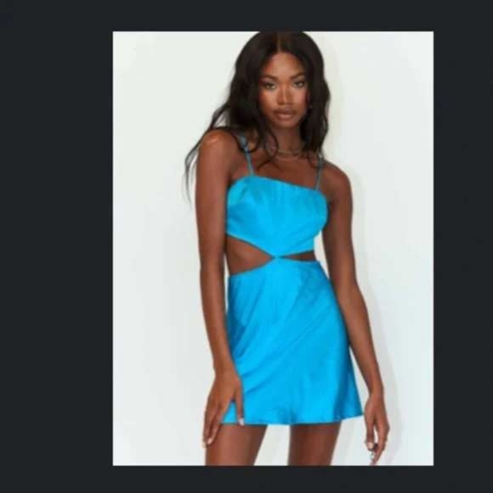 Princess Polly Mini Dress Women 12 Blue Cutout Satin Party Clubwear Strappy - Picture 2 of 7
